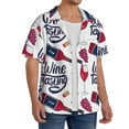 thumbnail image 4 of Disketp Men's Hawaiian Red Wine Glass Bottle Print Shirts Button Down Holiday Beach Shirts-Large, 4 of 7