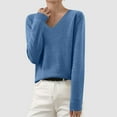 thumbnail image 2 of MYShe Long Sleeve Shirts Blouses Fall Fashion Ribbed Basic Tops Winter Clothes Womens Blouses Casual Blue,XXL, 2 of 6
