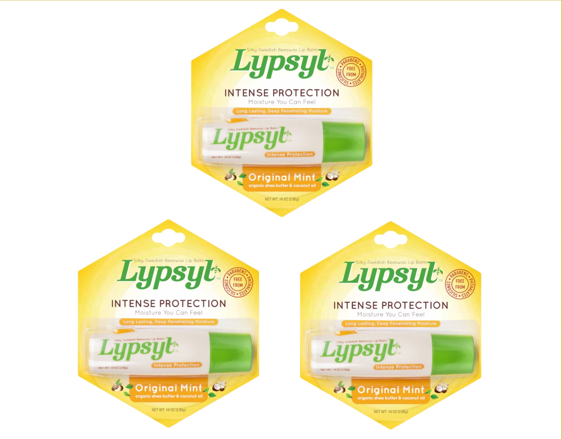 Lypsyl Intense Protection Original Mint Lip Balm, .10 oz. - Pack of 3
