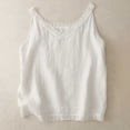 thumbnail image 5 of Womens Summer Tops Solid Color V Neck Lace Patchwork Elegant And Versatile Basic Beige Plus Size Tank Tops for Women, 5 of 7