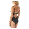thumbnail image 2 of VINCE CAMUTO SWIM Women's Black Stretch Mesh-Trim Cutout Adjustable Deep V Neck Moderate Coverage Coast Lines One Piece Swimsuit 12, 2 of 2