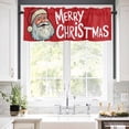 thumbnail image 5 of Santa Claus with Hat Valances for Windows Merry Christmas Red Background Rod Pocket Curtain Valance Window Treatment Short Curtains for Kitchen Living Room, 42"x12", 5 of 5