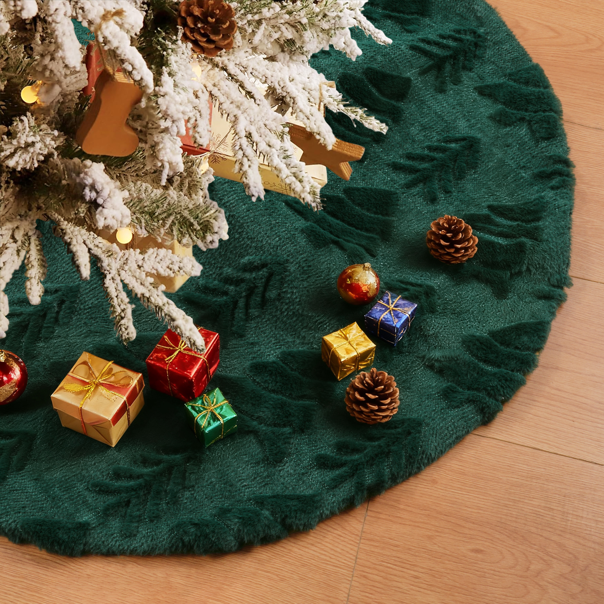 Sanmadrola Green Plush Christmas Tree Skirt, 30 In photo 4
