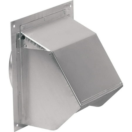 Broan Wall Cap - BROAN 641 Wall Cap, 6 Inch, 9 x 9 Inch Flange, Aluminum, 1/4 Inch T, Gray, Natural