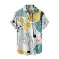 thumbnail image 2 of Floenr Mens T Shirts,Men's Lapel Chest Pocket Hawaiian Print Loose Short Sleeve Shirt, 2 of 4