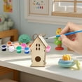 thumbnail image 4 of DIY Wooden Birdhouse Kit - Unassembled Birdhouses with Paint Set, Brushes and Rope; Includes Two Birdhouses and Drawing Pen; No Nails, Screws or Glue Needed; Safe Outdoor Decor, 4 of 6