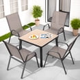 thumbnail image 2 of Dovov Outdoor Patio Dining Chairs Set of 4, Stackable Patio Chairs Textilene Outdoor High Back Armchairs, Brown, 2 of 11