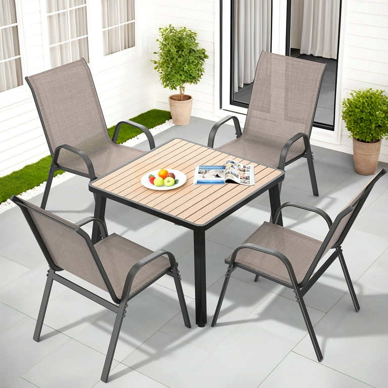 Dovov Outdoor Patio Dining Chairs Set of 4, Stackable Patio Chairs