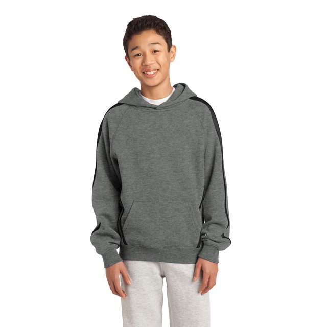 Sudadera con capucha y manga a rayas para jóvenes de Sport-Tek®. YST265 Vendimia deporte-tek YST265