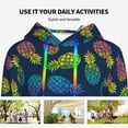 thumbnail image 4 of Picia Retro Bright Pineapple Pattern Casual Women's Hoodie, Hooded Sweatshirt with Kangaroo Pocket, Comfortable Pullover with Eye-catching Drawstrings-Small, 4 of 7
