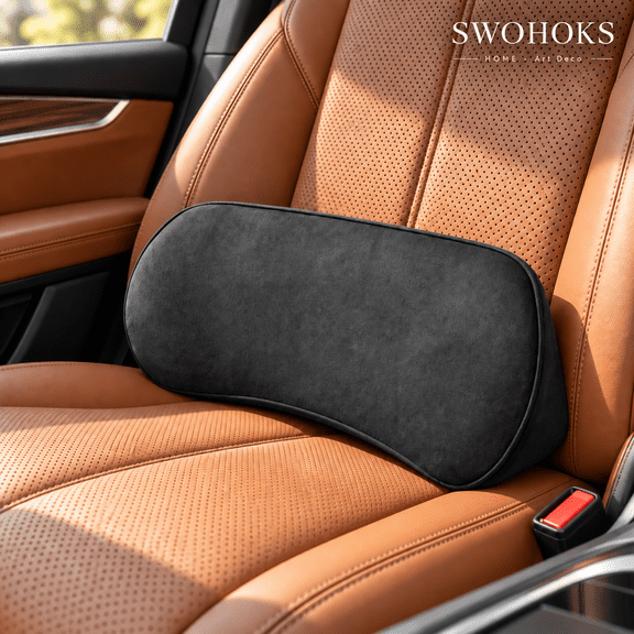 SWOHOKS Car Lumbar Support Pillow| Memory Foam Cushion for Lower Back Support| Black