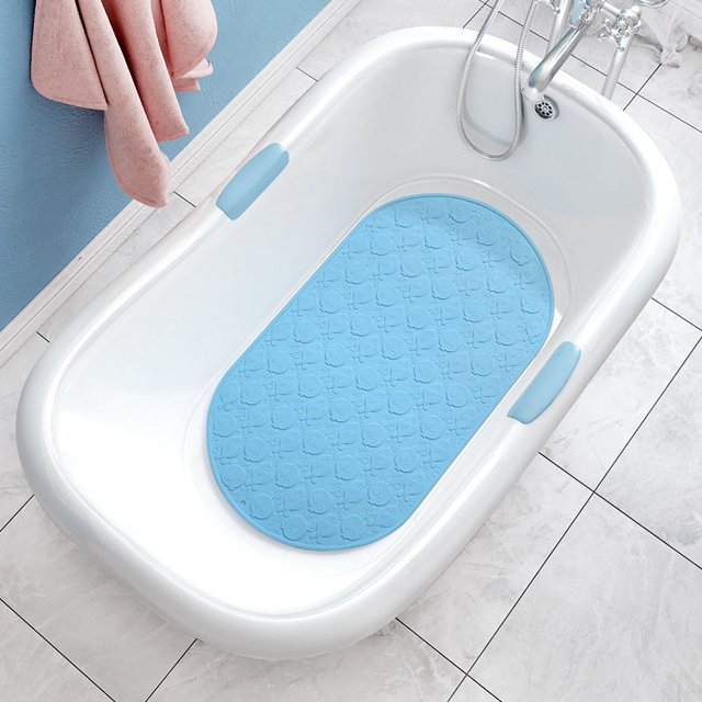 Alfombrilla de ducha y bañera extralarga, 10x16, suelo húmedo antideslizante para baño de ancianos y niños, alfombrillas de bañera más largas, orificios de drenaje, azul JM