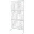 thumbnail image 4 of Privacy Screen Metal Privacy Screen 74.8" H×35.4" W, Freestanding Metal &Indoor Decorative Privacy Screen for Patio Privacy, Room Divider, Balcony Patio Fences (White&Cube), 4 of 9