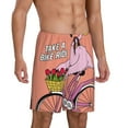 thumbnail image 2 of Kdxio Flamingo Riding a Bicycle Print Mens Shorts, Breathable Lounge Sleepwear Set with Elastic Waistband and Pockets-X-Large, 2 of 6