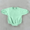 thumbnail image 5 of OGLCCG Toddler Baby Boy Girl Bubble Romper Infant Oversized Plain Long Sleeve Crewneck Sweatshirt Bodysuit Cute Bodysuit Tops 0-24M, 5 of 5