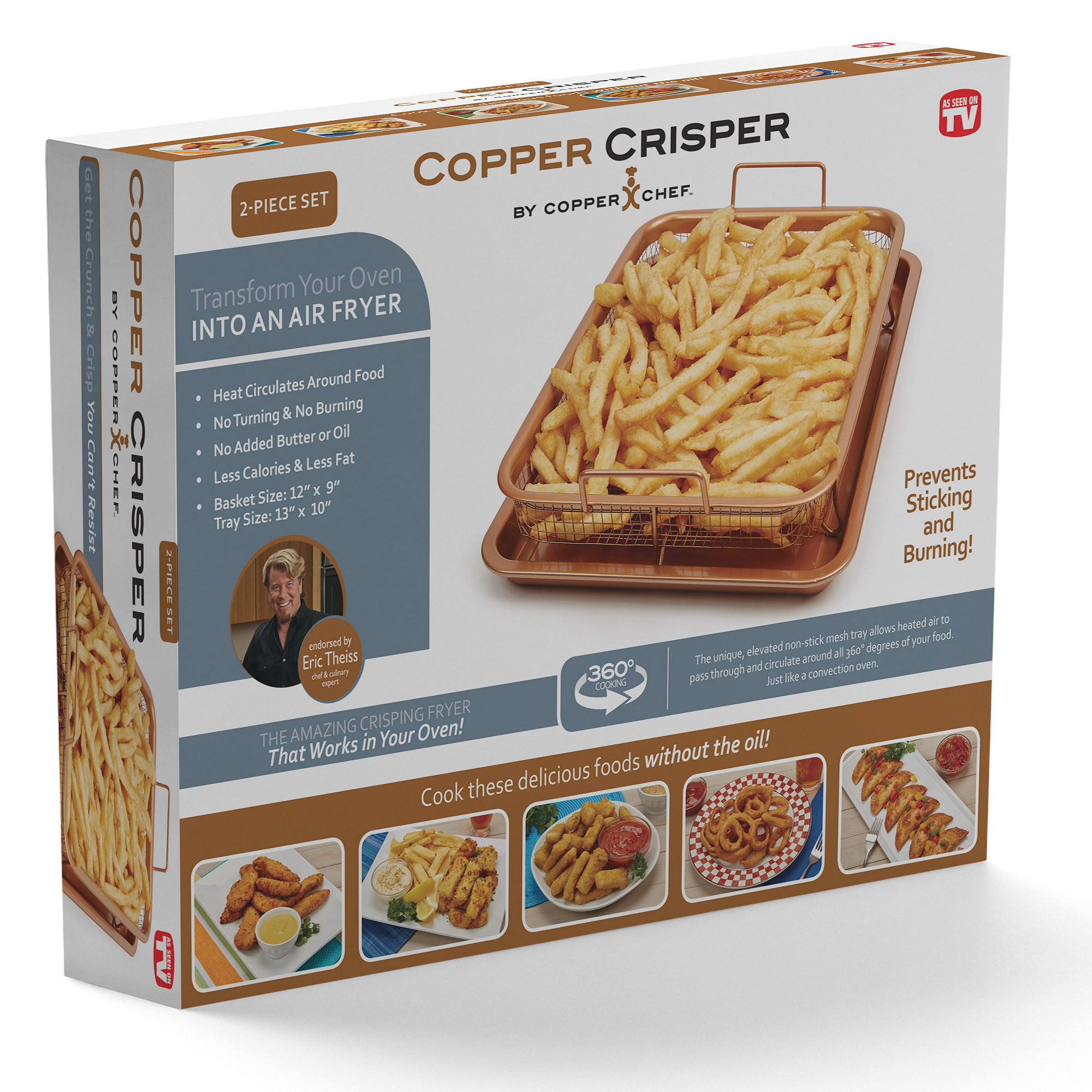 Copper Chef 2-Piece Copper Crisper Oven Air Fryer Pan - Easy Grip Handles - image 3 of 3