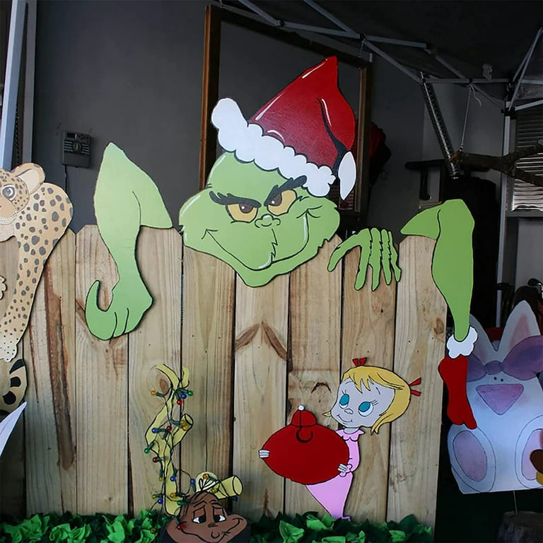 Outdoor Christmas Grinch Decorative Fence Sign Home Decor, Size: Style 6