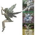 Flute Fairy Flower Fairy Statue Sitting Fairy Statue Sculpture Garden Ornament Craft Resin Statue Fairy Figurines Gift for Landscaping Garden Yard Decoration