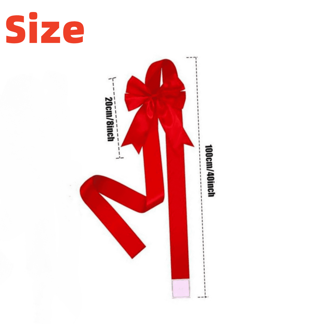 Trianu 6Pcs Christmas Cabinet Ribbons Bows Decorations 40in/100cm Large Red Kitchen Cabinet Door Ribbons and Bows for Christmas Party Supplies