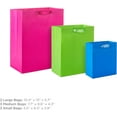 thumbnail image 3 of Assorted Gift Bags (8 Bags: 3 Small 6", 3 Medium 9", 2 Large 13") Solid Pink, Blue, Green, Yellow, Red, 3 of 4