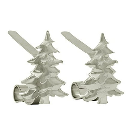 Stocking Holder Silver The Original MantleClip Stocking Holders with Removable ZINC ALLOY Holiday Icons (2-pack Christmas Tree, Silver) ()