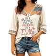 thumbnail image 3 of Women's Dolly Shirts Country Music Legend Versatile T Shirt Printed V Neck 3/4 Sleeve Casual Tops Graphic T‑Shirt L, 3 of 5