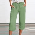 thumbnail image 2 of Bovemsi Women's Casual Pants Linen Trousers Summer Muslin Lightweight With Pockets Causal Loose Elastic Comfortable Fabric Sport Leisure Beach for Travel, 2 of 5