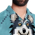 thumbnail image 5 of Pixel Dog Men's Short Sleeve Printed Poplin Beach Shirts with Spread Collar - Casual Button Down Summer Tops for Unisex, 5 of 6