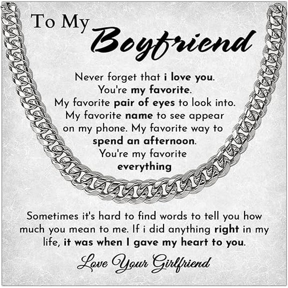 Anniversary Gifts For Boyfriend, Cuban Chain Necklace, Birthday Gift for Boyfriend With Message Card and Box, Valentines Day Gift for Boyfriend From Girlfriend