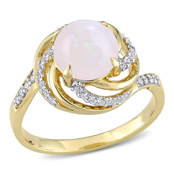 Everly Women's Opal and Topaz Yellow Gold Plated Ring