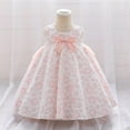 thumbnail image 2 of Toddler Girl Dress Sleeveless Solid Bowknot Mesh Flower Party Pageant Dress Girls' Dresses Pink 6-12 Months, 2 of 5