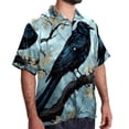 thumbnail image 2 of Crow Men's Short Sleeve Hawaiian Shirt, Casual Printed Button Down Beach Tops for Summer, Spread Collar Mens Shirts Unisex, 2 of 6