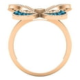 thumbnail image 3 of Dazzlingrock Collection 0.30 Carat (ctw) Round Blue & White Diamond Butterfly Cocktail Right Hand Ring for Women in 10K Rose Gold, Size 8.5, 3 of 6