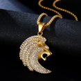 thumbnail image 5 of Hip Hop Rhinestones Paved Bling Iced Out 14K Yellow Gold Lion head Pendants Necklace for Men Jewelry Golden Silver Color, 5 of 7