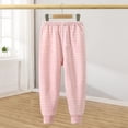 thumbnail image 2 of BXJX Girls Cotton Thermal Pants, Fleece Lined Stretchy Elastic Waist Casual Kids Loungewear Pants Pink Size 7-8 T, 2 of 8