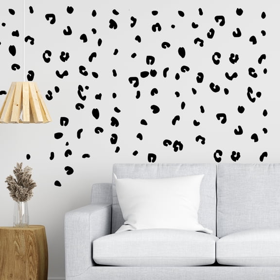 JUMRHFAN 4 Sheets Leopard Print Wall Stickers, DIY Removable Peel and Stick Leopard Spot Wallpaper for Living Room Bedroom