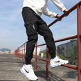 thumbnail image 5 of Pantalones de mono de Color sólido para hombre a la moda, pantalones de chándal informales sueltos, pantalones deportivos para hombre, 5 of 5
