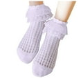 thumbnail image 1 of Zanarzt Toddler Ruffle Socks Children's Socks Spring and Fall Lace Lace Girls Socks Dance Breathable Student Short Socks Children's Socks Purple,4-6 Years, 1 of 6