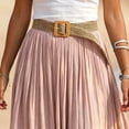 thumbnail image 5 of Vynhevius Womens Solid Belted Skirt Elastic Waist Flowy Casual Maxi, 5 of 6