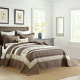 thumbnail image 2 of DUOHONG Oversized King Bedspread 100% Cotton Farmhouse Reversible Bedding Set, Beige/Dark Brown, 128"W x 120"L, 2 of 8