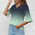 thumbnail image 5 of BangWanChi Long Sleeve Shirts for Women Women's Fashion Split Flare Sleeves V-Neck Casual Loose T-Shirt Top, 5 of 5