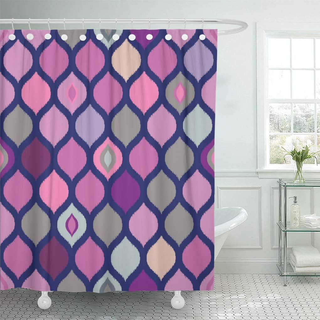 KSADK Colorful Chevron Abstract Multicolored Pattern Pink Ikat Shower