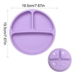 thumbnail image 3 of Linnome 3 Compartment Suction Plate Silicone Strong Grip Divided for Toddlers Microwave Safe Dishwasher Friendly 7.7x7.7in Purple, 3 of 6