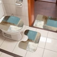 thumbnail image 5 of Abstract Mottled Bathroom Rugs Set Brown Teal Vintage Oil Painting Texture Non Slip Absorbent Soft Bath Mats 3 Piece Set with Bathroom Rug, U-Shaped Floor Mat, Toilet Seat Cover Large Size, 5 of 9