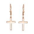 thumbnail image 2 of Bling Jewelry Womens Minimalist Religious Cross Dangle Earrings 14K Gold Plated Sterling Silver Leverback, 2 of 5