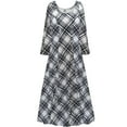 thumbnail image 1 of Plus size 4x Tall Womens Dress Monochrome Plaid Long Sleeve Square Neck Princess Cut, 1 of 4