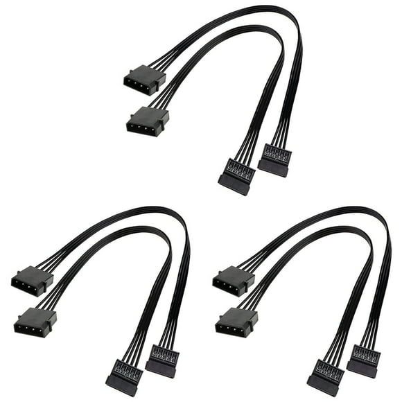Molex IDE 4 Pin Male to 15 Pin Female SATA Power Converter Adapter Cable Hard Drive HDD SSD Power Extension Cable,6 Pack