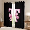 thumbnail image 2 of Erosebridal Pink Letter T Monogrammed Kids Blackout Curtains Set of 2 (52x84 Each),Cute Bowknot Window Curtains For Bows Lover, 2 of 7