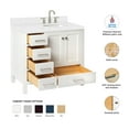 thumbnail image 3 of Ariel Cambridge 36 Inch Single Right Offset Oval Sink Bathroom Vanity With Carrara White Quartz Countertop 1.5 Edge In White, 3 of 10