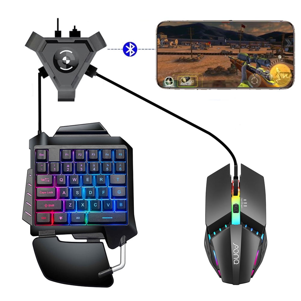 ZYLFN One-Handed Gaming Keyboard and Mouse Combo,Gaming keypad,Small Gaming Keyboard Wide Hand Rest with 35 Keys,RGB Gaming Keyboard Colorful Backlight for Game 